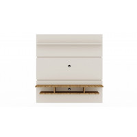 Manhattan Comfort 1PMC81 Tribeca 62.99 Mid-Century Modern Floating Entertainment Center with Decor Shelves in Off White and Nature